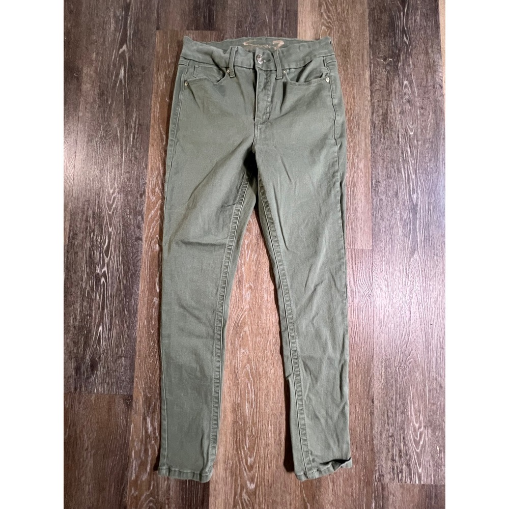 Seven7 Tummyless High Rise Skinny Jeans Womens 10 Olive Green Stretch Denim